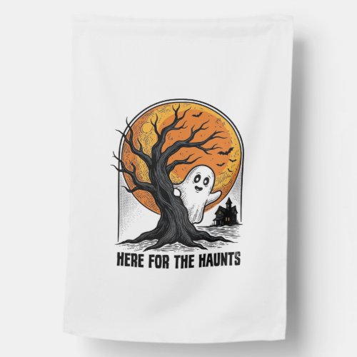Halloween Ghost Shirt Vintage Haunted Moon Design_ House Flag