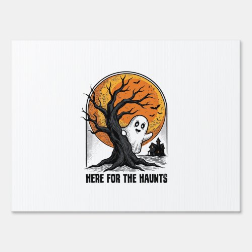 Halloween Ghost Shirt Vintage Haunted Moon Design_ Sign