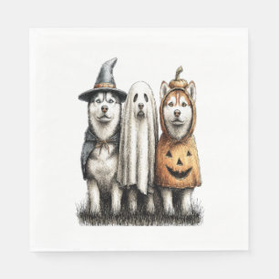 Halloween Ghost Siberian Husky Dog Napkins