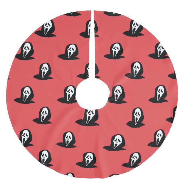 Halloween Ghost Silhouette Spooky Pattern. Brushed Polyester Tree Skirt (Front)