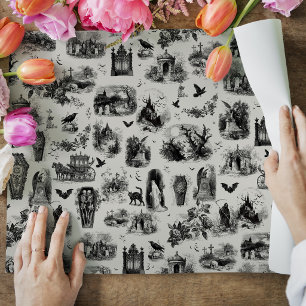 Halloween Ghost Skeleton Ghoul Toile Wrapping Paper Sheets