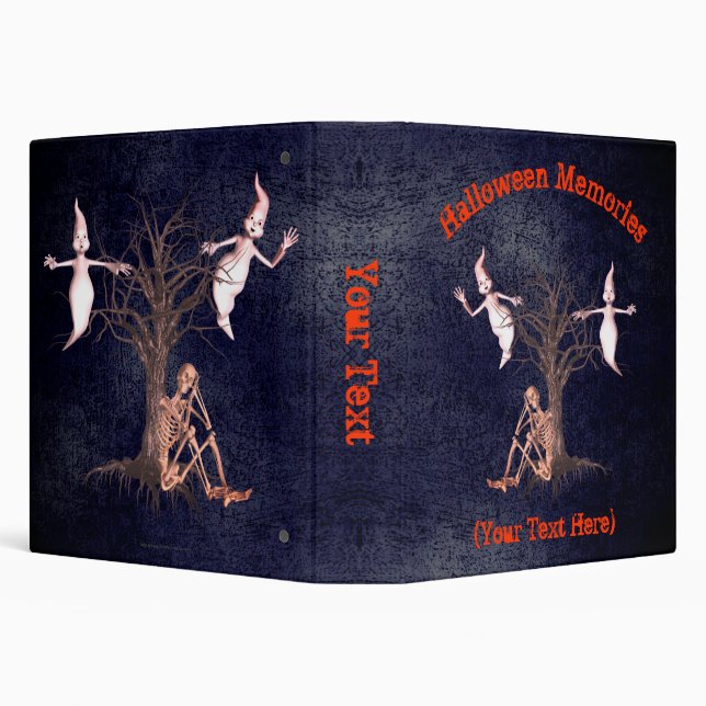 Halloween Ghost Skeleton Personalized  3 Ring Binder (Background)