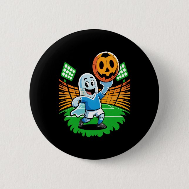 Halloween Ghost Soccer Player  Button (Front)
