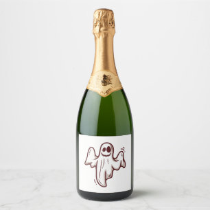 Halloween ghost   sparkling wine label