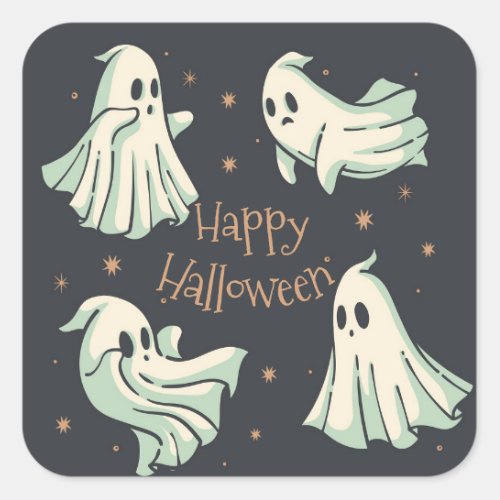 Halloween Ghost Spooktacular Happy Halloween Square Sticker