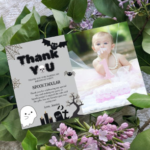 Halloween Ghost Spooky Birthday party Thank You Card