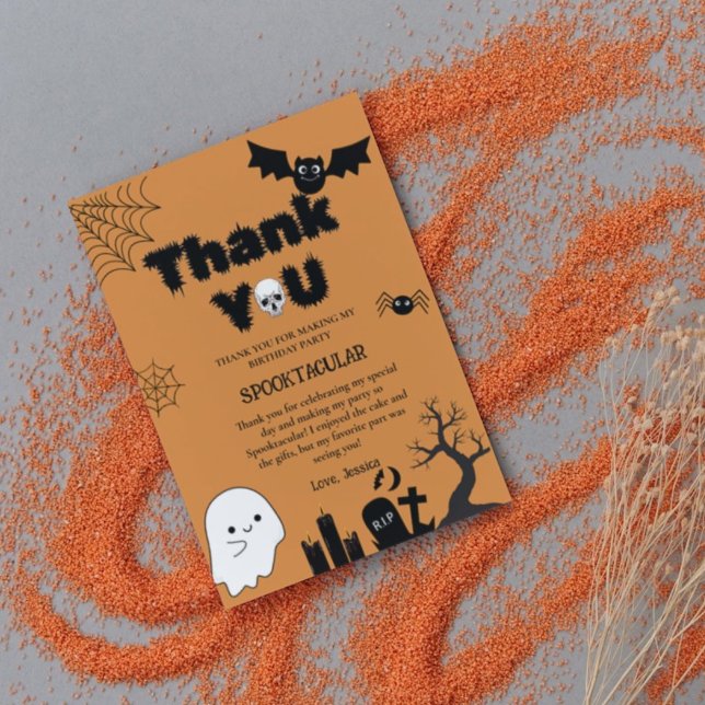 Halloween Ghost Spooky Birthday party  Thank You Card (Creator Uploaded)