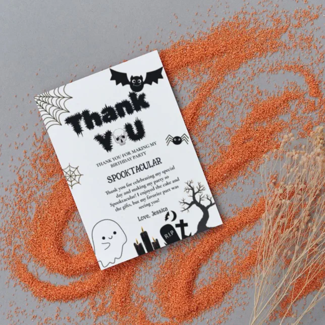 Halloween Ghost Spooky Birthday Party Thank you Invitation | Zazzle