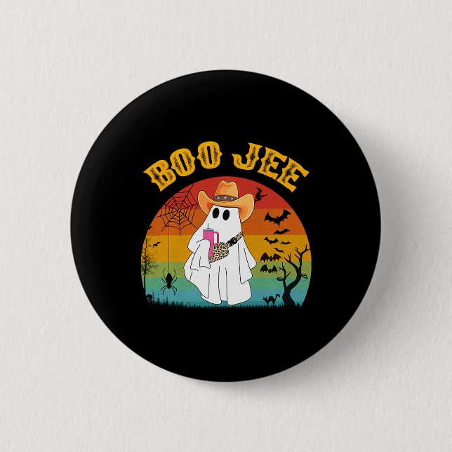 Halloween Ghost Spooky Costume Boo Jee Ghost With  Button (Front)