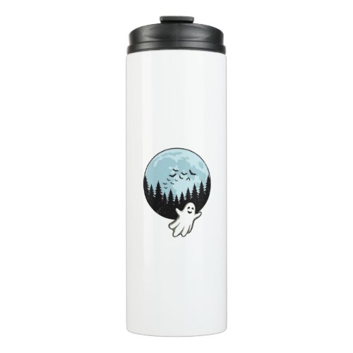 Halloween Ghost Spooky Forest Moon Vintage_1 Thermal Tumbler