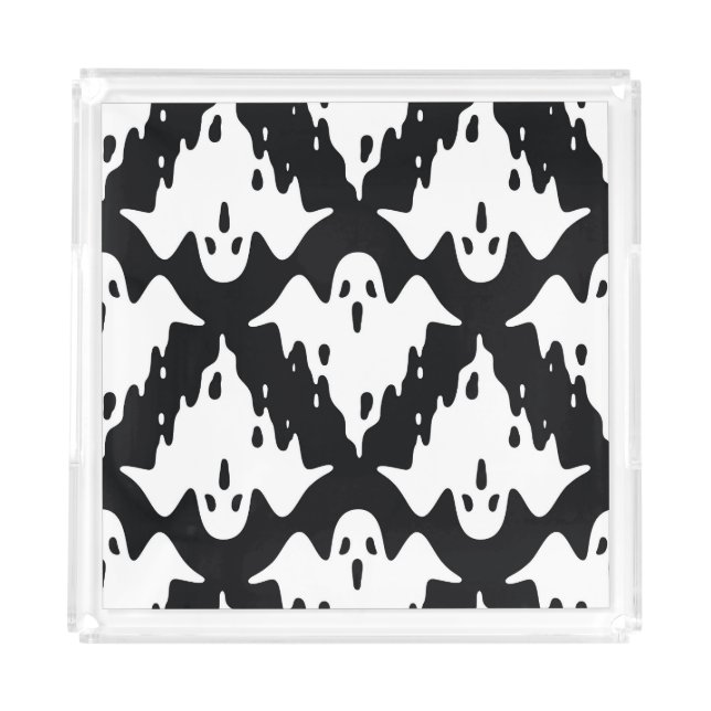 Halloween Ghost Spooky Seamless Pattern Acrylic Tray (Front)