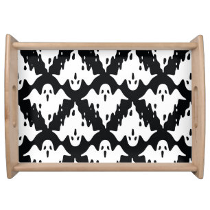Halloween Ghost Spooky Seamless Pattern Serving Tray