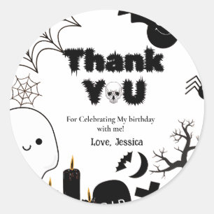 Halloween Ghost Spooky Thank you Birthday party Classic Round Sticker