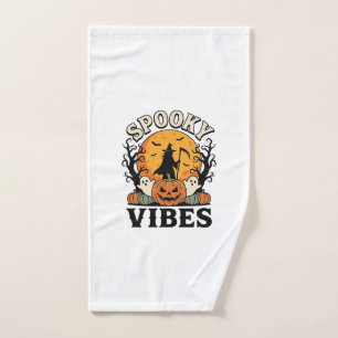 Halloween Ghost Spooky Vibes Pumpkin Witch Vintage Hand Towel