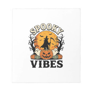 Halloween Ghost Spooky Vibes Pumpkin Witch Vintage Notepad