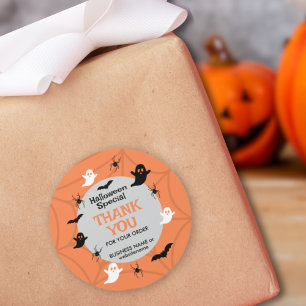 Halloween Ghost Spooky Vibes Thank You    Classic Round Sticker