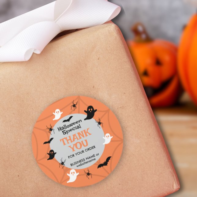 Halloween Ghost Spooky Vibes Thank You    Classic Round Sticker (Creator Uploaded)