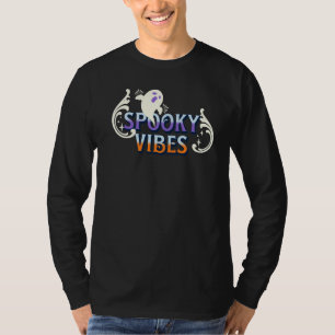 Halloween Ghost Spooky Vibes Typography Lettering T-Shirt