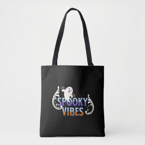 Halloween Ghost Spooky Vibes Typography Lettering  Tote Bag
