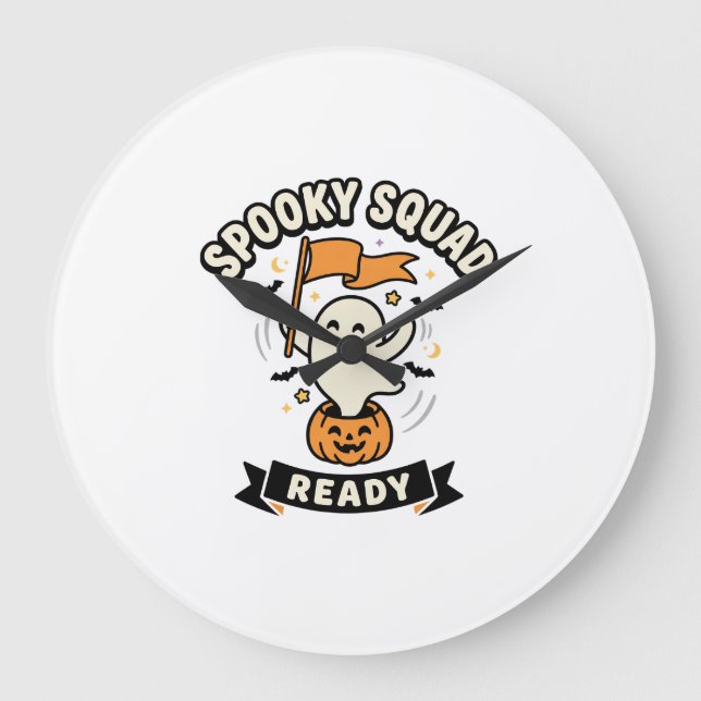 Halloween Ghost Squad Large Clock (Front)
