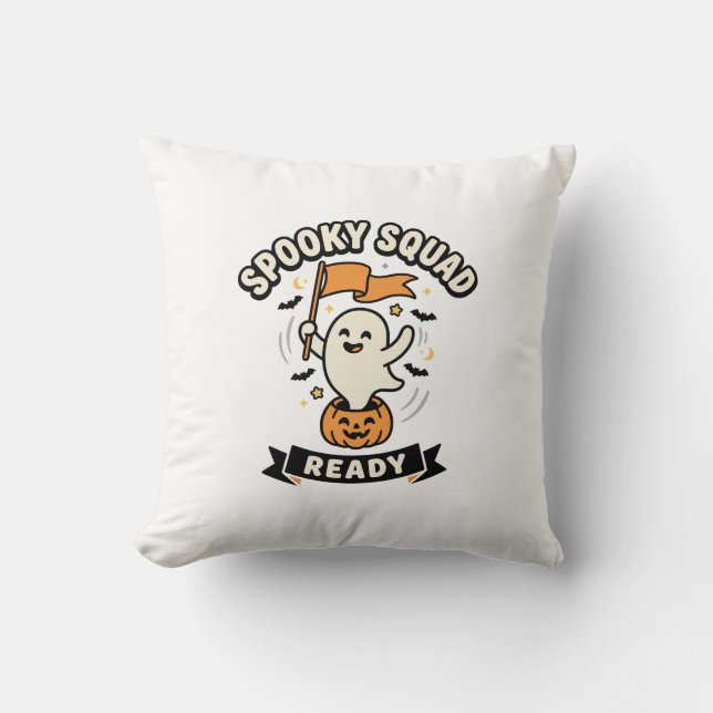 Halloween Ghost Squad Throw Pillow (Front)