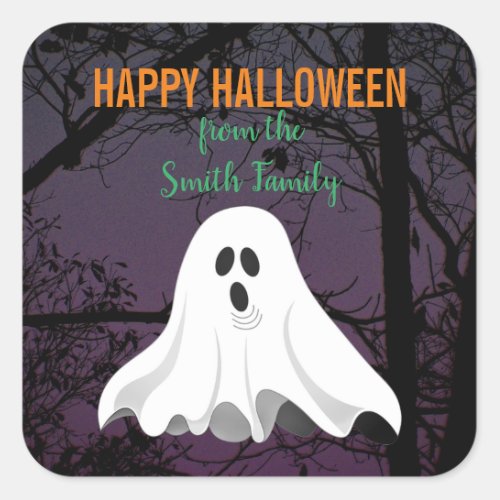 Halloween Ghost Square Sticker