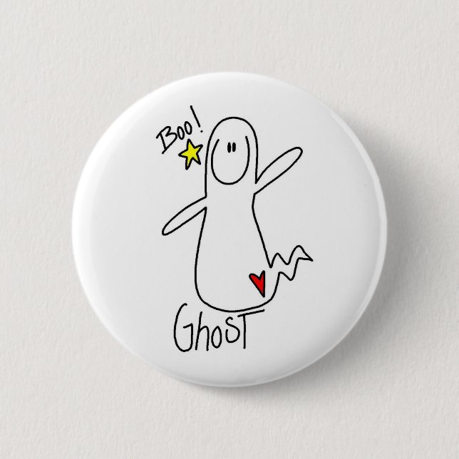 Halloween Ghost Stick Figure Button (Front)