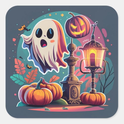 Halloween Ghost Sticker Boo Your Way Square Sticker
