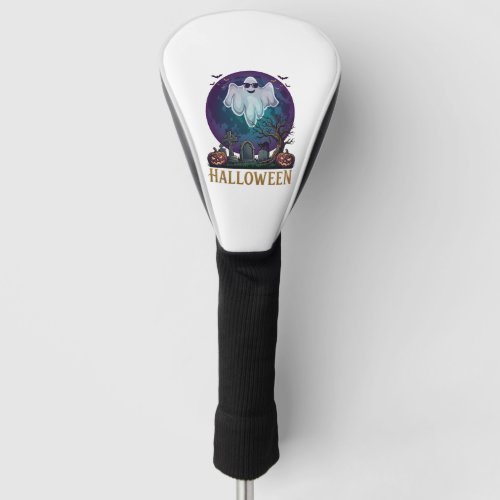 Halloween Ghost Sunglasses Purple Moon Graveyard_1 Golf Head Cover