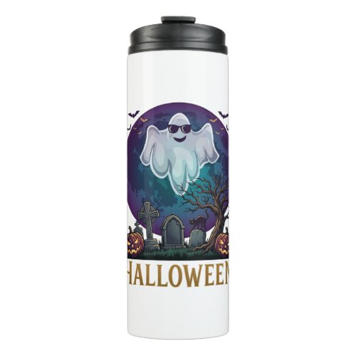 Halloween Ghost Sunglasses Purple Moon Graveyard_1 Thermal Tumbler