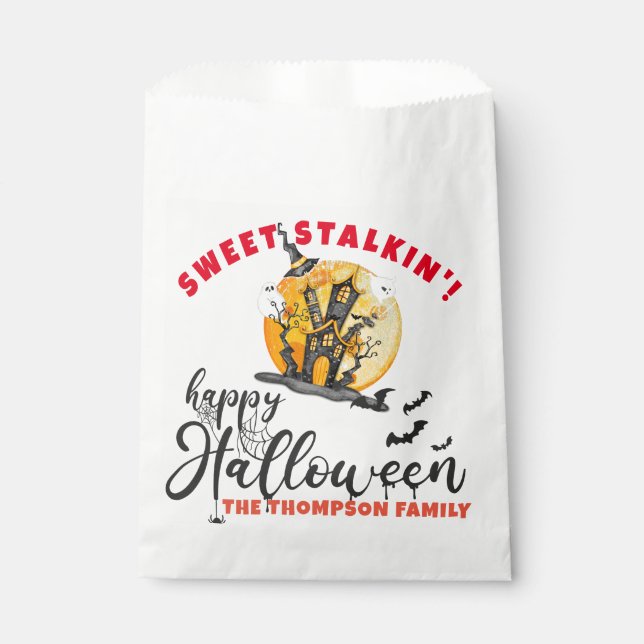 Halloween Ghost Sweet Stalking Trick Treat Goodies Favor Bag (Front)