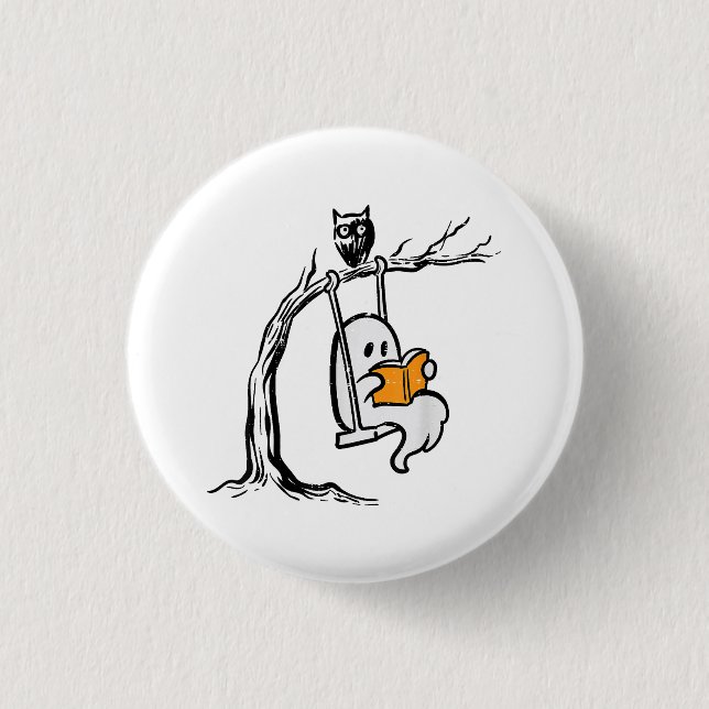 Halloween Ghost Swing Reading  Button (Front)