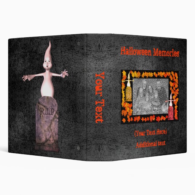 Halloween Ghost Tombstone Personalized Photo   3 Ring Binder (Background)