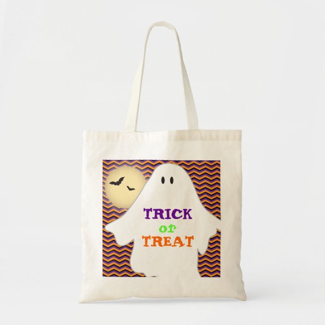 Halloween Ghost Trick or Treat Tote Bag (Front)
