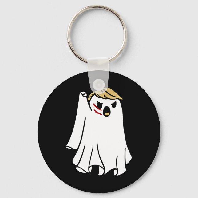 Halloween Ghost Trump Fist Pumped Fight Take Ameri Keychain (Front)