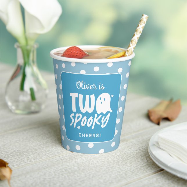 Halloween Ghost Two Spooky Boy 2nd Birthday Paper Cups (Insitu)