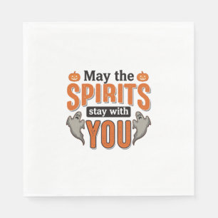 Halloween Ghost Typography Vintage Engraving Desig Napkins