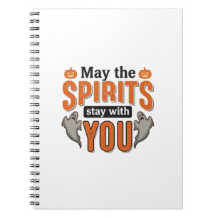 Halloween Ghost Typography Vintage Engraving Desig Notebook