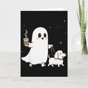 Halloween Ghost Walking Dog Soky Season Halloween Card