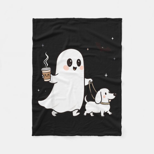 Halloween Ghost Walking Dog Soky Season Halloween  Fleece Blanket (Front)