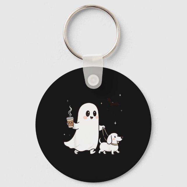 Halloween Ghost Walking Dog Soky Season Halloween  Keychain (Front)