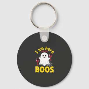 Halloween Ghost Wine Boos Design Keychain