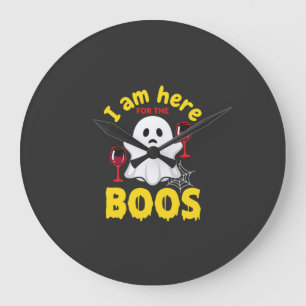 Halloween Ghost Wine Boos Design Large Clock
