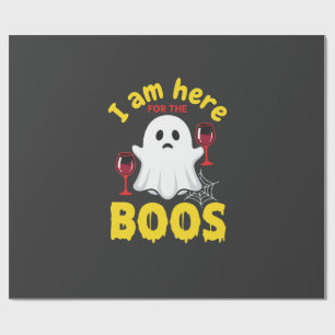 Halloween Ghost Wine Boos Design Wrapping Paper