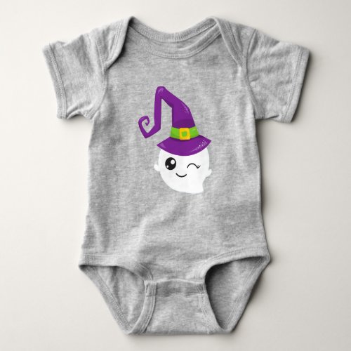 Halloween Ghost Witch Hat Trick Or Treat Boo Baby Bodysuit
