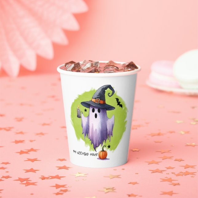 HALLOWEEN Ghost With A Witch Hat And A Pumpkin Paper Cups (Insitu)