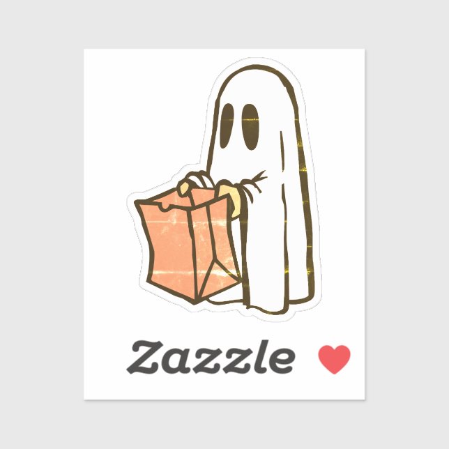 Halloween Ghost with Bag Trick or Treating  Sticker (Sheet)