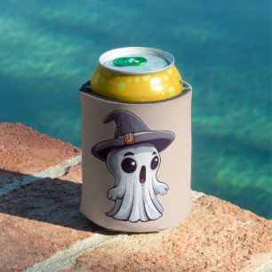 Halloween: Ghost with Hat - Can Cooler