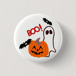 Halloween Ghost with pumpkin Button