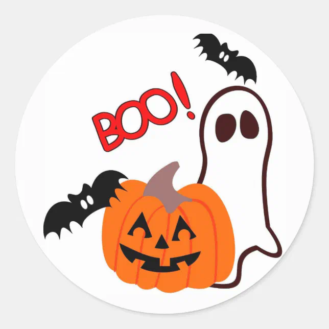 Halloween Ghost with pumpkin Classic Round Sticker | Zazzle